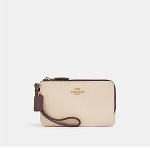 Coach Cream and Brown Wristlet